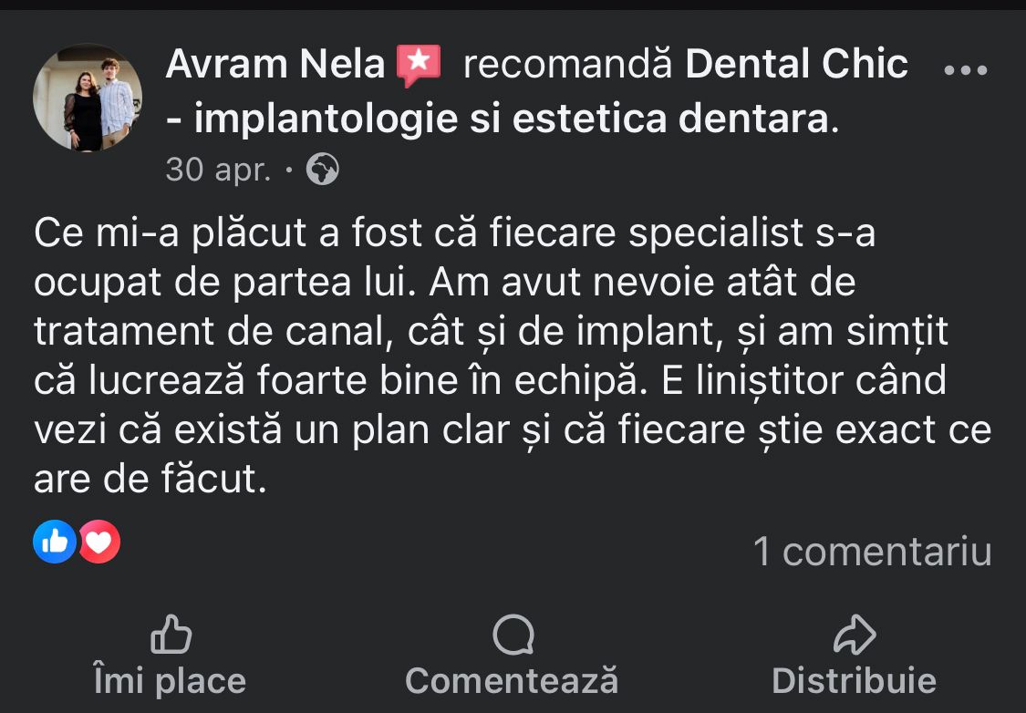 Avis Facebook d'un patient de Dental Chic