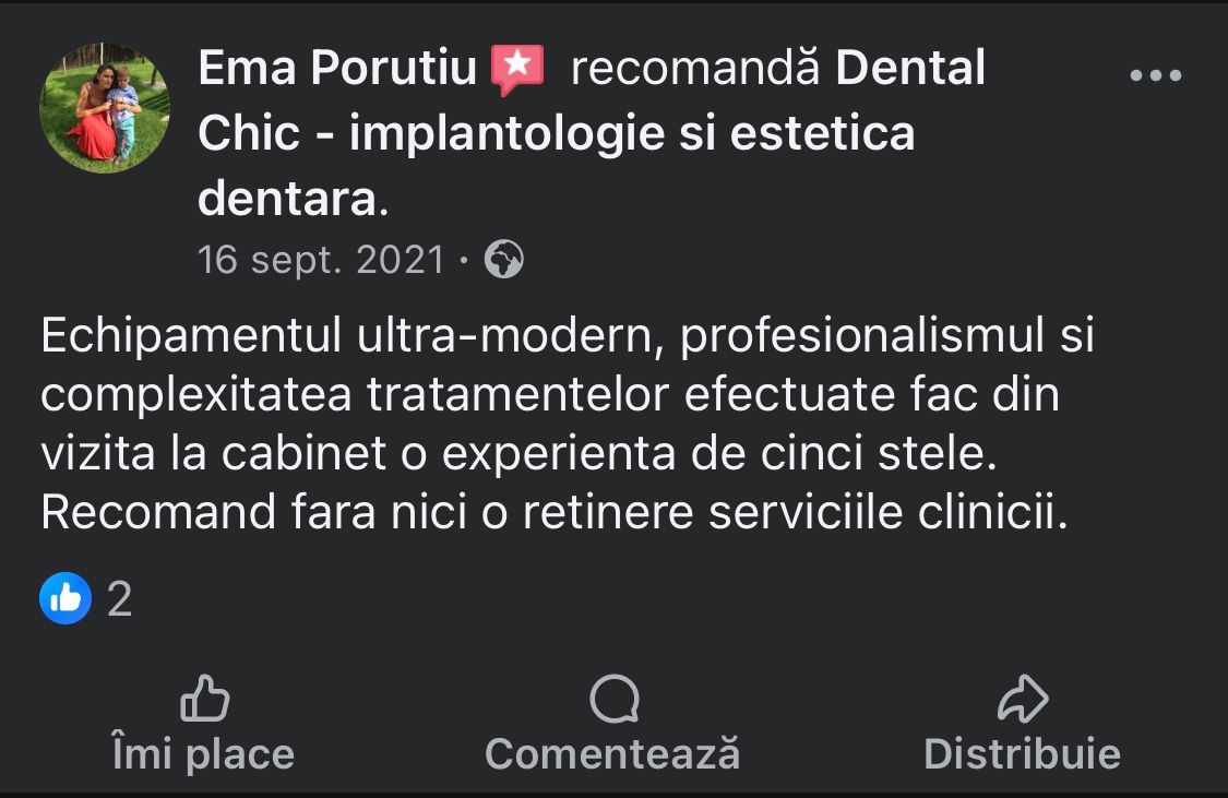 Avis Facebook d'un patient de Dental Chic